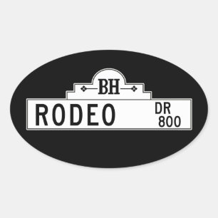 Rodeo Drive, Los Angeles, CA Street Sign Oval Sticker