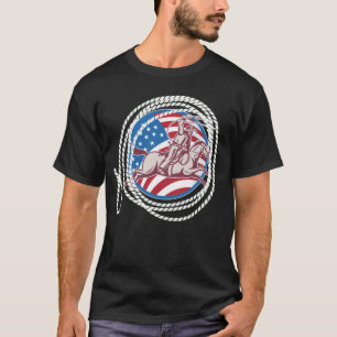 Rodeo Freedom: Patriotic Calf Roping Cowboy T-Shirt