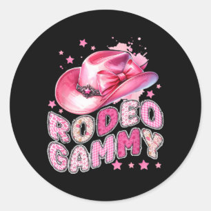 Rodeo Gammy Pink Cowgirl 1st Birthday Family Classic Round Sticker