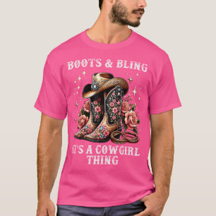 Rodeo Girls Women Cowboy Boots And Bling Its A Cow T-Shirt
