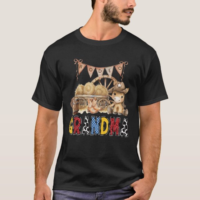 Rodeo Grandma Western Cowboy Birthday Family Match T-Shirt (Front)