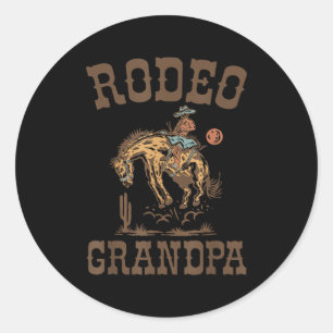 Rodeo Grandpa Cowboy Cowgirl Birthday Family Match Classic Round Sticker