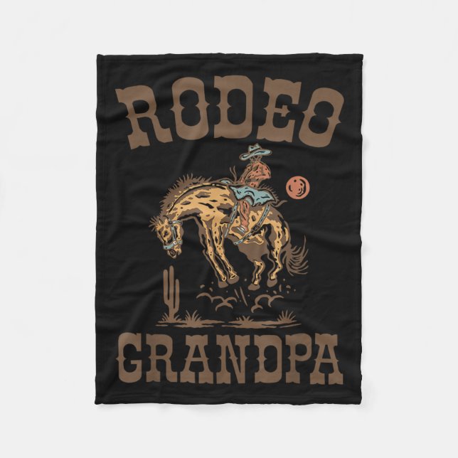 Rodeo Grandpa Cowboy Cowgirl Birthday Family Match Fleece Blanket (Front)