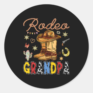 Rodeo Grandpa Western Birthday Cowboy Classic Round Sticker