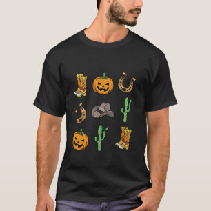 Rodeo Halloween Pumpkin Cowboy Boots Cowgirl Howdy T-Shirt