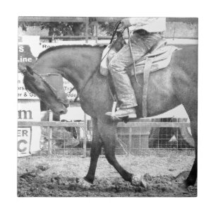 Rodeo Horse Warm-up Black and White Tile