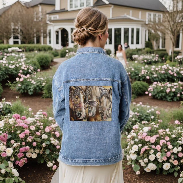 Rodeo Horses Denim Jacket (Wedding Back)