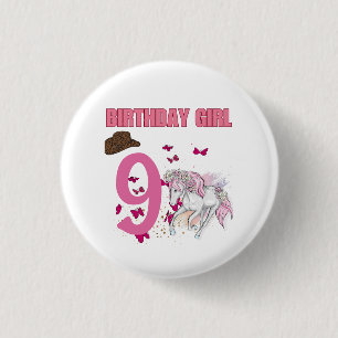 Rodeo Horses Pony Flowers Birthday Party Girl  3 Cm Round Badge