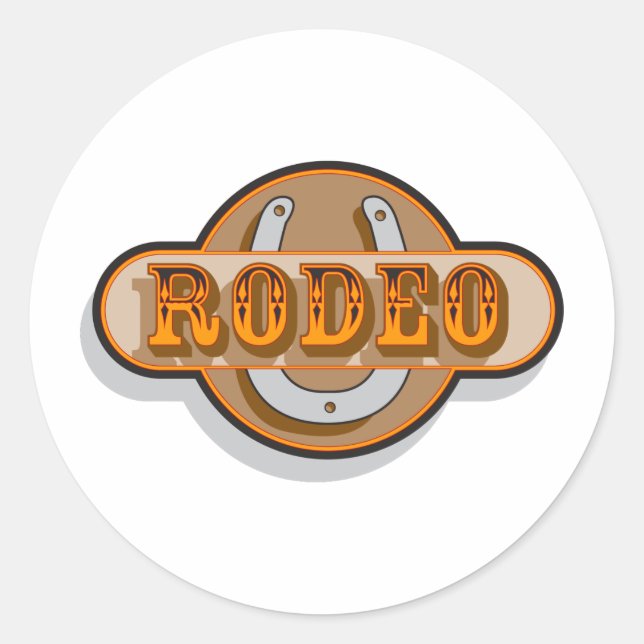 Rodeo Horseshoe Classic Round Sticker (Front)