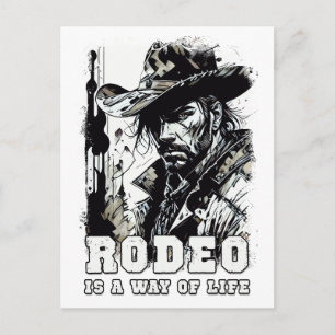 RODEO Is A Way Of LIFE VIntage Cowboy Sayings Art Postcard