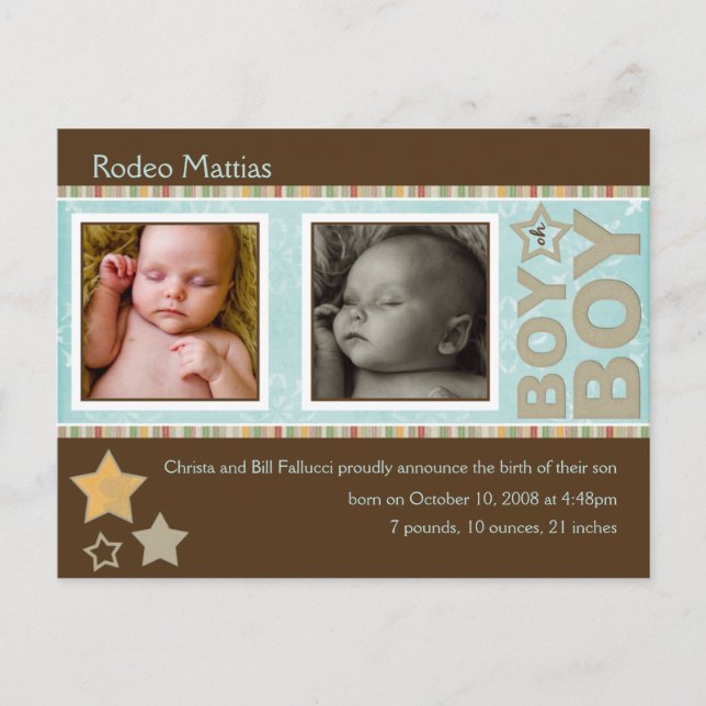 Rodeo Mattias Birth Announcement (Front)