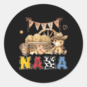 Rodeo Nana Western Cowboy Birthday Boy Party Classic Round Sticker