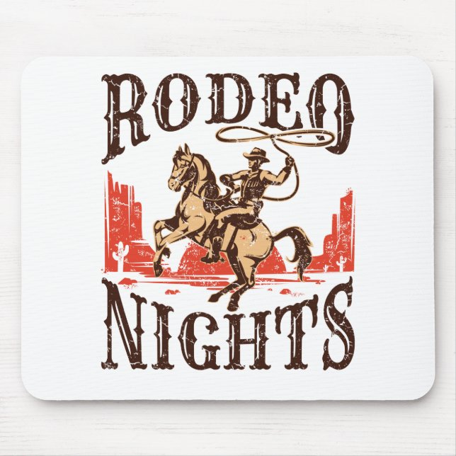 Rodeo Nights Cowboy Cowgirl Western Country Mouse Mat (Front)