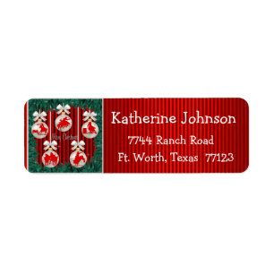 Rodeo Ornaments On Red Holiday Address Labels 2