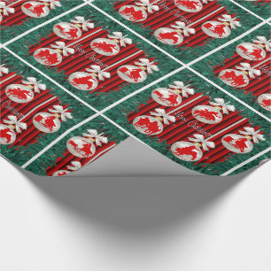Rodeo Ornaments Wreath Border Red Background Wrapping Paper