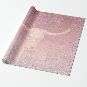 Rodeo Pink Art Texture Rustic Bull Skull Wrapping Paper