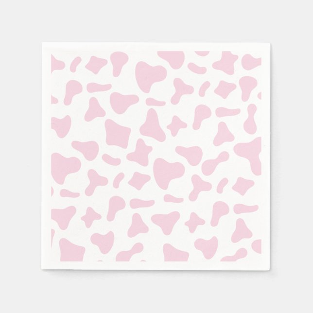 Rodeo Pink Cow Print Western Birthday Napkin (Front)