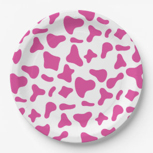 Rodeo Pink Cow Print Western Birthday Paper Plate