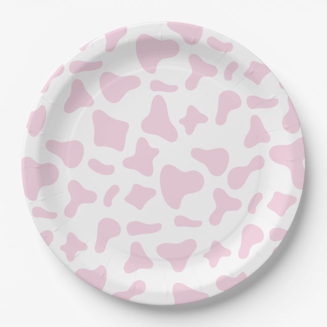 Rodeo Pink Cow Print Western Birthday Paper Plate (Front)