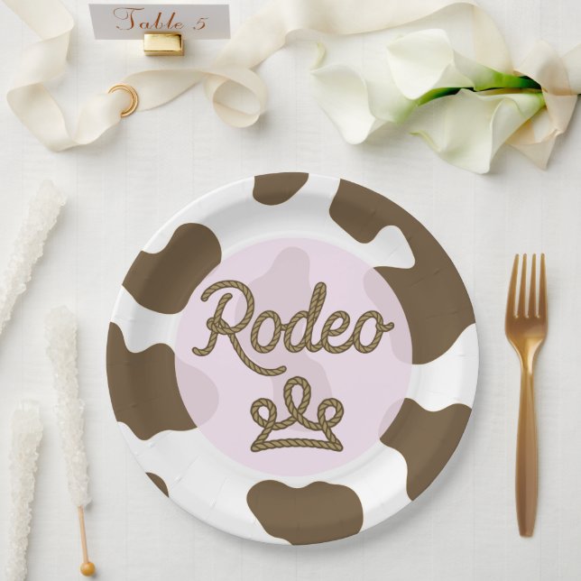 Rodeo Princess Country Western Tiara Crown Pink  Paper Plate (Wedding)