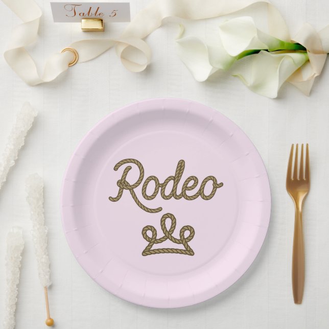 Rodeo Princess Country Western Tiara Crown Pink  Paper Plate (Wedding)