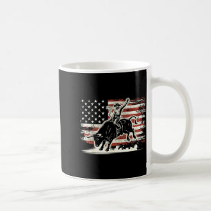 Rodeo Rider Bull Patriotic Cowboy Usa Flag  Coffee Mug