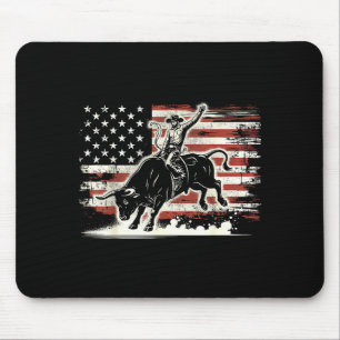Rodeo Rider Bull Patriotic Cowboy Usa Flag Mouse Mat