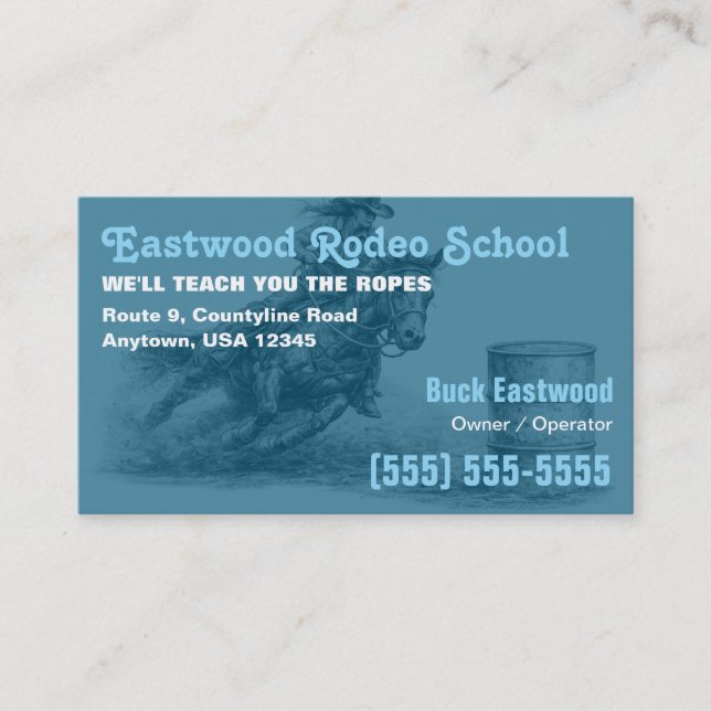 Rodeo School | Barrel Racing Instructor Business Card (Front)