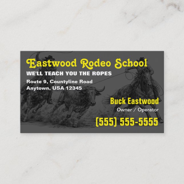Rodeo School | Cowboy Roping Instructor Card (Front)