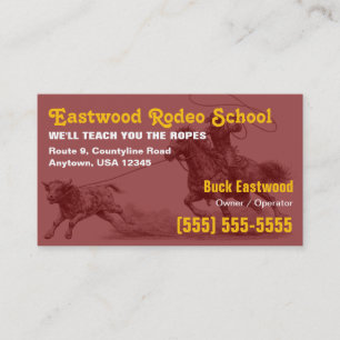 Rodeo School Cowboy Roping Instructor Card