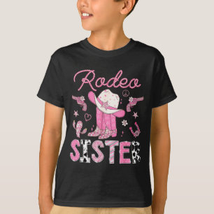 Rodeo Sister 1st Birthday Pink Boots Disco Cowgirl T-Shirt