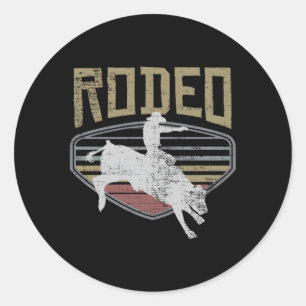 Rodeo Style Bull Riding Classic Round Sticker