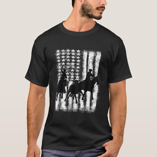 Rodeo Team Rog Distressed Grunge Cow T-Shirt (Front)