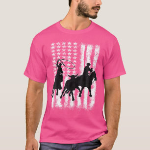 Rodeo Team Roping Distressed Western Cowboy Cowgir T-Shirt