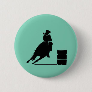 Rodeo Theme Cowgirl Barrel Racing Silhouette 6 Cm Round Badge