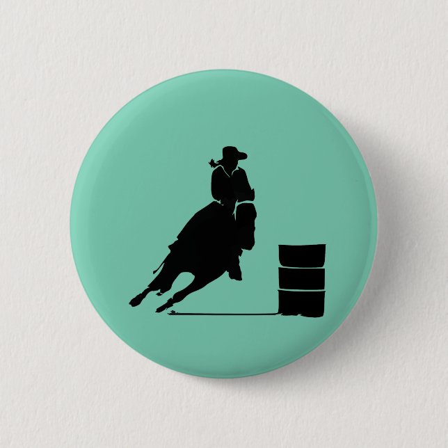 Rodeo Theme Cowgirl Barrel Racing Silhouette 6 Cm Round Badge (Front)