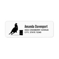 Rodeo Theme Cowgirl Barrel Racing Silhouette Label