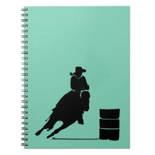 Rodeo Theme Cowgirl Barrel Racing Silhouette Notebook