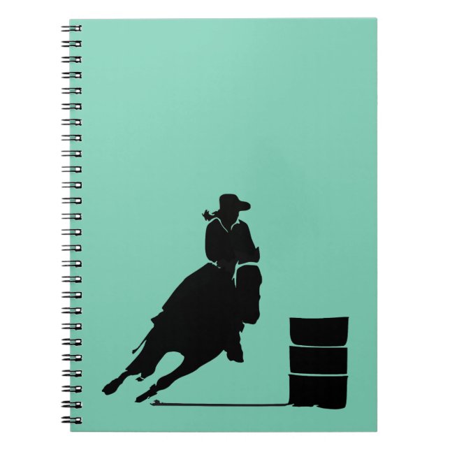Rodeo Theme Cowgirl Barrel Racing Silhouette Notebook (Front)