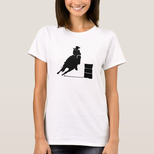 Rodeo Theme Cowgirl Barrel Racing Silhouette T-Shirt (Front)