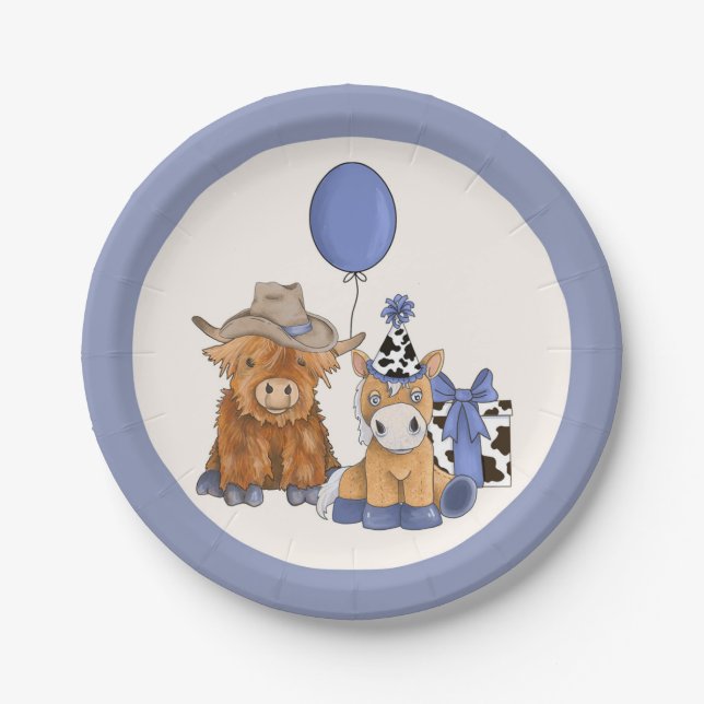 Rodeo Themed Birthday Party Plates - Baby Boy (Front)