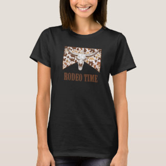 Rodeo Time Leopard Bull Skull Western Life Country T-Shirt