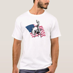 Rodeo USA - America, Cowboy Horse and flag T-Shirt