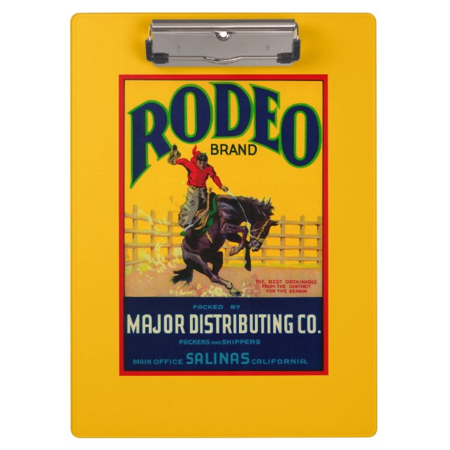 Rodeo Vegetable LabelSalinas, CA Clipboard (Front)