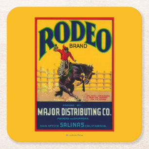 Rodeo Vegetable LabelSalinas, CA Square Paper Coaster