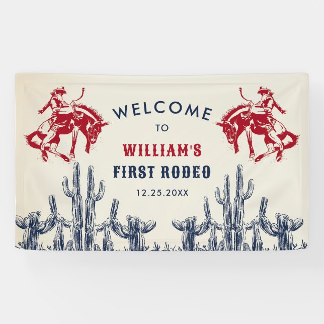 Rodeo Western Cowboy 1st Birthday Party  Banner (Horizontal)
