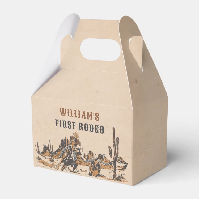 Rodeo Western Cowboy 1st Birthday Party Favour Box (Front Side)