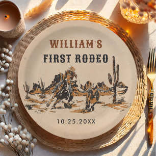 Rodeo Western Cowboy 1st Birthday Party Paper Plate