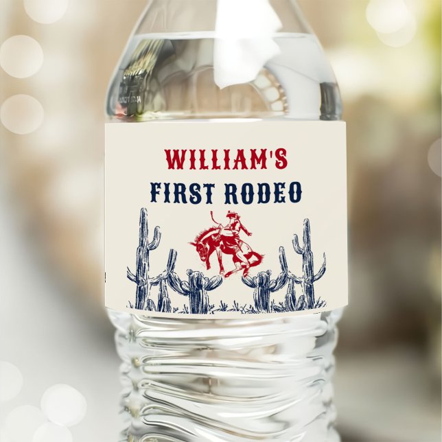 Rodeo Western Cowboy 1st Birthday Party Water Bottle Label (Creator Uploaded)
