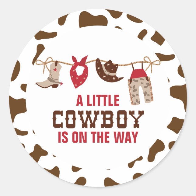 Rodeo Western Cowboy Baby Shower Classic Round Sticker (Front)